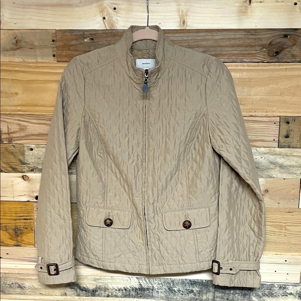 Merona size Small Beige Color Quilted Lightweight Jacket with Pockets